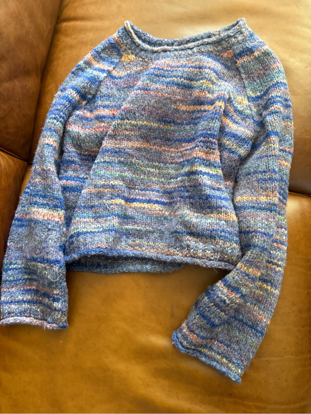 Madewell Blue Multicolor Striped Crewneck Sweater